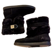 G by Guess Black Faux Fur and Suede Pull On Ankle Booties Snow Boots Size 8 - £37.96 GBP