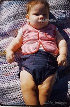 1952 Cute Chubby Baby Girl Blanket Yard Red-Border Kodachrome Slide - £2.77 GBP