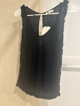 Zara Black V-Neck Lace Side Trim Delicate Thin Knit Tank Top Women Size M - $24.70