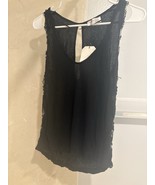 Zara Black V-Neck Lace Side Trim Delicate Thin Knit Tank Top Women Size M - $33.78 CAD