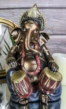 Celebration of Life Ganesha Playing Dholak Hindu Elephant God Deity Figu... - $21.99