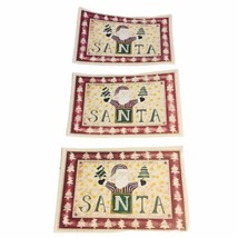 Vtg Set of 3 Town &amp; Country Vinyl Placemats Santa Claus Christmas Trees ... - $28.45