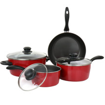 Gibson Home Armada 7 Piece Nonstick Carbon Steel Cookware Set in Red - $1,957.46 MXN