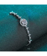 GRA Certified Starry Round Cut Halo 1 Carat Moissanite Diamond S925 Brac... - $99.00