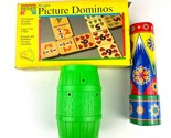 Fun Toy Lot: Barrel of Monkeys, Kaleidoscope + Wooden Picture Dominos. A... - $17.81