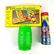 Fun Toy Lot: Barrel of Monkeys, Kaleidoscope + Wooden Picture Dominos. A... - £14.11 GBP