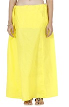 Women Saree Cotton Solid Underskirt Petticoat Free Size Sari Inner Wear Yellow - £9.31 GBP