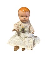 Vintage Pressed Metal Doll Head Blonde Blue Blink Eyes Straw Filled Body... - £67.60 GBP