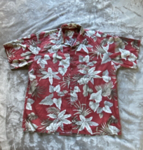 Campia Moda Button Hawaiian Shirt Burgundy Floral Mens XL  Short Sleeve ... - $20.29