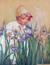 Framed canvas art print Giclee Little Girl with Irises, Good Housekeeping cover - £31.14 GBP+