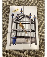 Vintage delft Style Tile Panel Mural Of yellow Canary In Birdcage 5x5” T... - £291.68 GBP