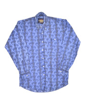 Vintage Chaps Ralph Lauren Ski All Over Print Shirt Mens M Button Down Blue - £30.86 GBP