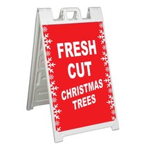 Fresh Cut Xmas Trees Signicade 24x36 Aframe Sidewalk Sign Banner Decal Holiday - £33.57 GBP+