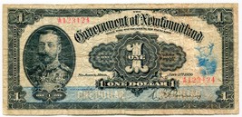 1920 Government of Newfoundland $1.00 One Dollar Note A123124 - $375.99