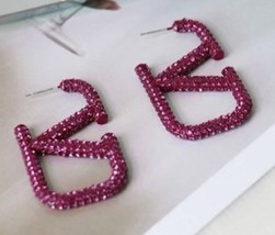 Barbie Pink V Hoop Hearts Earrings Chrome Paris Designer Ami Wang Rb Hat mm6 Y2K - £18.71 GBP