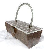 Vintage 1950s Pearlized Gray Marble LUCITE Rectangle Box Purse - $169.77 CAD