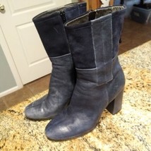 Anthropologie Paola Ferri blue Leather block ankle booties US 6.5 EU 36  - $44.55