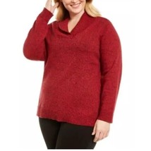 Karen Scott Womens Plus 1X New Red V Neck Collared Sweater NWT DA50 - £18.91 GBP