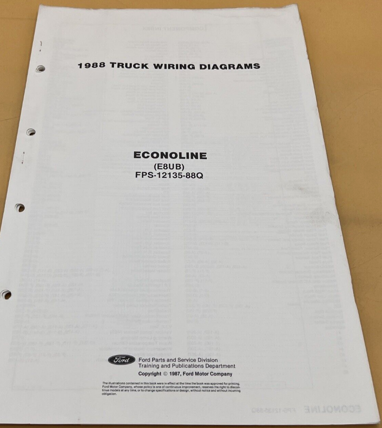 1988 Ford Econoline Electrical Wiring Diagrams Manual OEM Fold Out