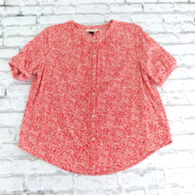 Universal Thread Top Women XS Red Floral Short Sleeve Button Up Shirt Rayon Boho - $17.99