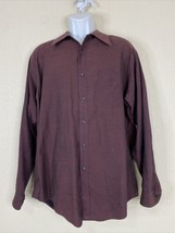 John Henry Men Size 17 (XL) Purple Button Up Shirt Long Sleeve 34/35 Pocket - $6.30
