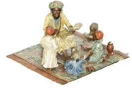 c.1910 Bergman Austrian Bronze Arab Teacher with Students Cold Painted Figure - $1,450.35