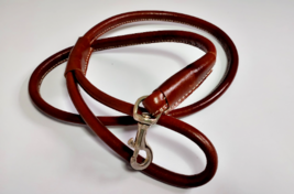 Rolled Round Dog Leather Show Slip Lead collar Leash  Brown whole sale Pack of 5 - £95.17 GBP