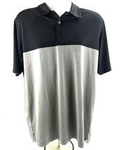 Antigua Desert Dry Golf Polo Shirt Men Large Black Grey Colorblock Theory 104102 - £10.11 GBP