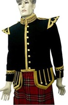 Piper or Drummer Doublet Black Blazer Wool Gold Braid And Trim Fancy Collar - £95.92 GBP