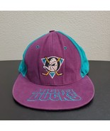 Vintage 90s Official Anaheim Mighty Ducks Velore Purple / Teal Snapback ... - $116.74 CAD