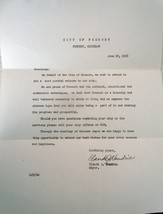 Vintage A Welcome Letter From The City Of Fremont Michigan 1955 - $3.99