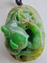 Icy Ice Green &amp; Yellow Hand Carved Burma Jadeite Jade Dragon Pendant # 220 carat - £1,686.79 GBP