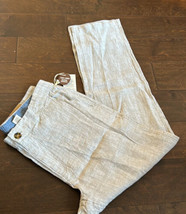Panama Jack Mens Chino Linen Pants Navy Beige Sz L Lightweight New Machi... - $44.99