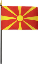 North Macedonia, Republic of - 4&quot;X6&quot; Stick Flag - $3.42