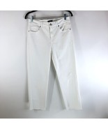 NYDJ White Cotton Blend Raw Hem LiftxTuck Jenna Straight Ankle Denim Jeans Sz 6 - $19.24