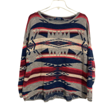 Polo Ralph Lauren Southwestern Sweater Size L Blue Red Multi Knit Native... - $34.64