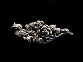 Womens Vintage Estate Sterling Silver Floral Repousse Brooch 11.6g E1534 - £35.60 GBP