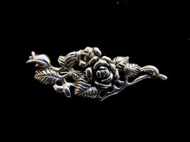 Womens Vintage Estate Sterling Silver Floral Repousse Brooch 11.6g E1534 - $44.54