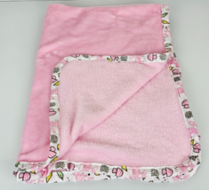 Le Bebe Favorite Pink Baby Blanket Fox Mushroom Acorn Leaf Hedgehog Forest Trim - £31.10 GBP