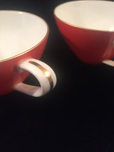2 Noritake Orange and White tea cups - Vintage 50s flat cup with gold trim image 5