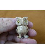 Y-BIR-OW-44) baby tan HORNED OWL figurine SOAPSTONE Peru love little owl... - $12.59 CAD