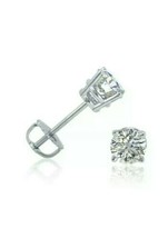 1.50Ct Solitario Rotondo Diamanti Finti Orecchini a Lobo 14K Placcato Oro Bianco - £25.76 GBP