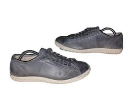 MENS JOHN VARVATOS HATTAN LEAD GRAY STAR USA LEATHER LACE UP SNEAKERS Sz... - $53.90