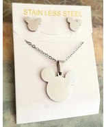 Disney Jewelry, Stainless Steel Mickey Mouse Jewelry Set: Earring + Neck... - £17.30 GBP