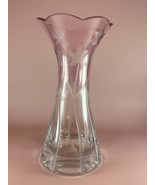 Lenox Clear/Pink Etched 8.75” Scalloped Edge Vase - £19.78 GBP
