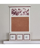 Vintage Wood Organizer w/ Corkboard &amp; Drawers Desktop or Wall Mount 20x1... - $83.22