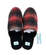 Toms Shoes Red/ Black Plaid Check Harbor Shearling Mule Slipper Holiday ... - $18.79