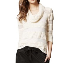 Anthropologie TINY Lace Panel Cowl Neck Top Size XL Ivory Sheer Crinkle Layering - £7.78 GBP
