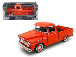 1958 Chevrolet Apache Fleetside Pickup Truck Orange 1/24 Diecast Car Motormax - £29.60 GBP