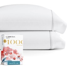 1000 Thread Count Egyptian Cotton Pillow Cases, White Queen Pillowcase Set Of 2, - £27.32 GBP